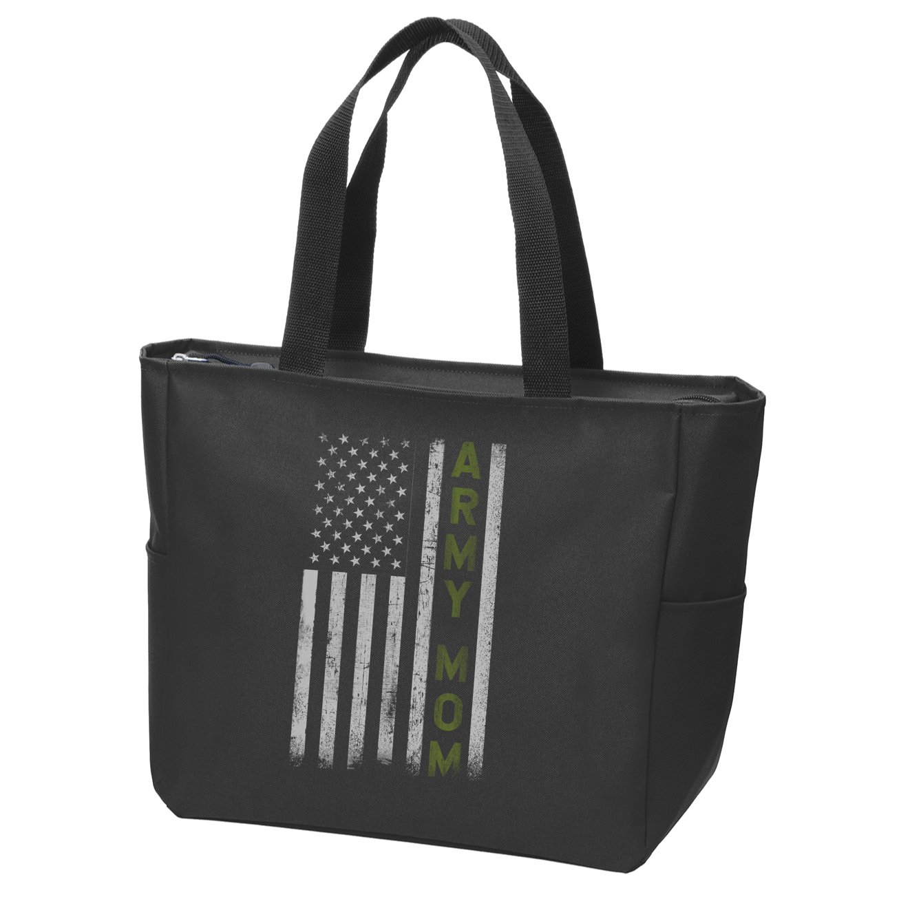 Army Gift Mom Proud Army Mother USA Flag Zip Tote Bag