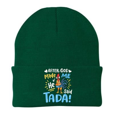 After God made Me He Said Ta Da Funny Chicken Knit Cap Winter Beanie