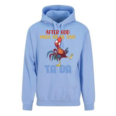 After God Made Me He Said Tada Funny Chicken Outfits Unisex Surf Hoodie