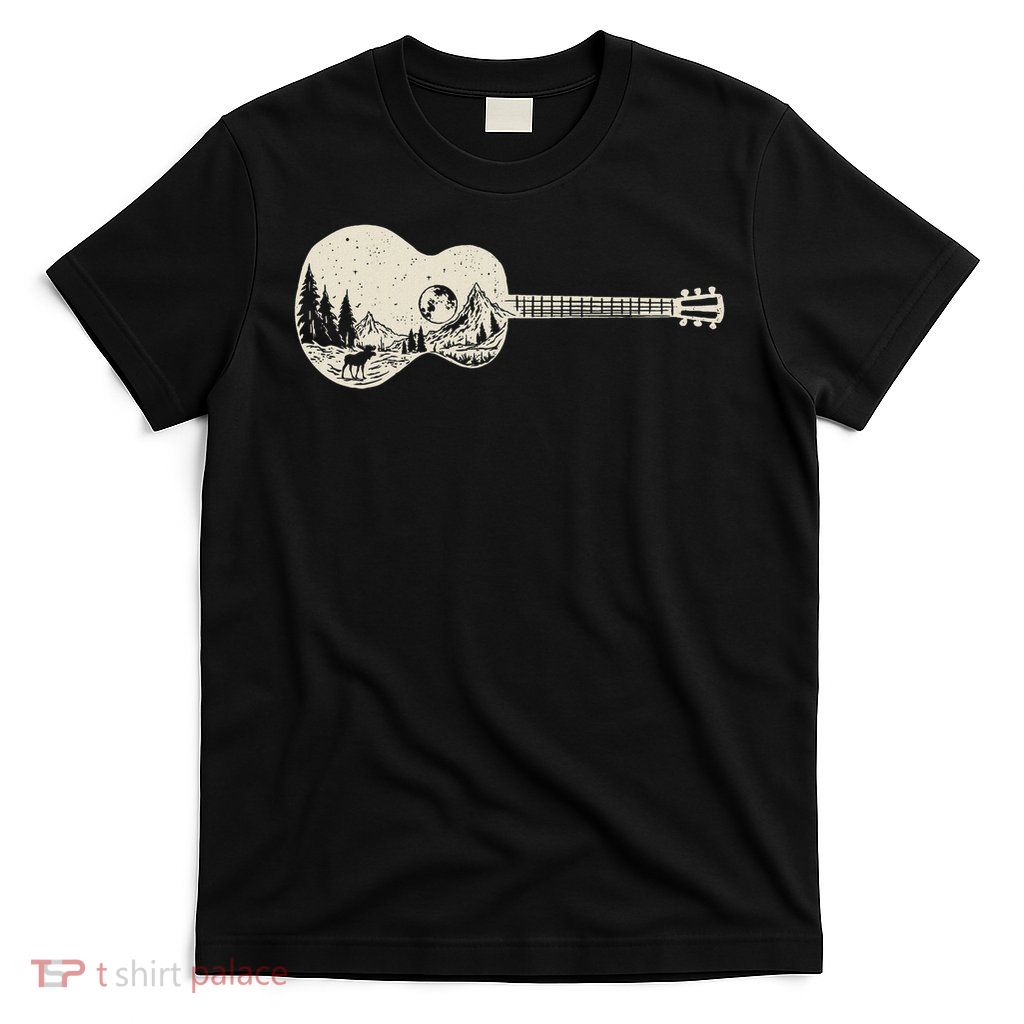 Acoustic Guitar Nature Mountain Music Lover Guitarist Retro  T-Shirt
