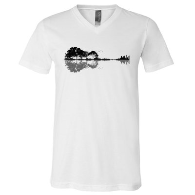 Acoustic Guitar Nature Forest Music Bass Guitarist V-Neck T-Shirt