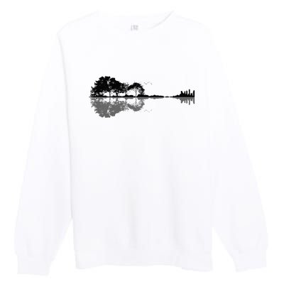 Acoustic Guitar Nature Forest Music Bass Guitarist Premium Crewneck Sweatshirt