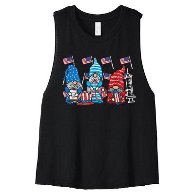 American Gnomes Nurse 4th Of July Scrub Top Patriot Wo Women's Racerback Cropped Tank