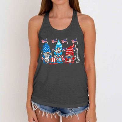 American Gnomes Nurse 4th Of July Scrub Top Patriot Wo Women's Knotted Racerback Tank