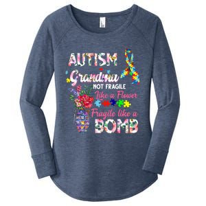 Autism Grandma Not Fragile Like A Flower Fragile Like A Bomb Gift Women's Perfect Tri Tunic Long Sleeve Shirt