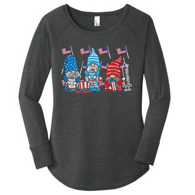 American Gnomes Nurse 4th Of July Scrub Top Patriot Women Women's Perfect Tri Tunic Long Sleeve Shirt