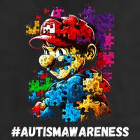 Autism Gamer Navigating Autism , Autism Mom Dad Gaming 7 Panel Mesh Trucker Snapback Hat