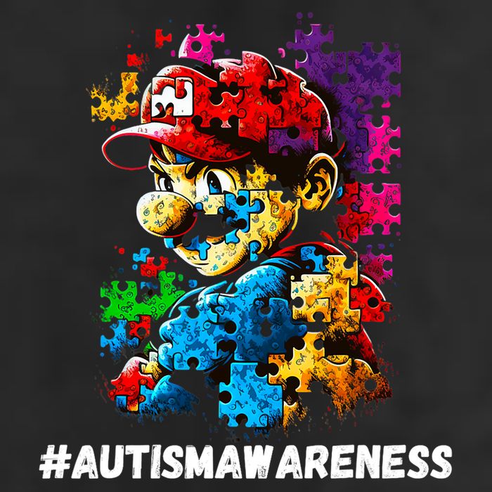 Autism Gamer Navigating Autism , Autism Mom Dad Gaming 7 Panel Mesh Trucker Snapback Hat