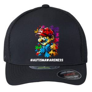 Autism Gamer Navigating Autism , Autism Mom Dad Gaming Flexfit Unipanel Trucker Cap