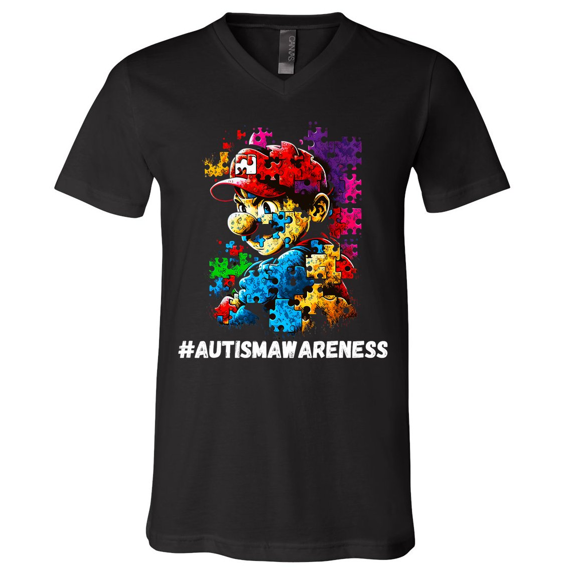 Autism Gamer Navigating Autism , Autism Mom Dad Gaming V-Neck T-Shirt