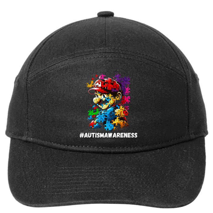 Autism Gamer Navigating Autism , Autism Mom Dad Gaming 7-Panel Snapback Hat