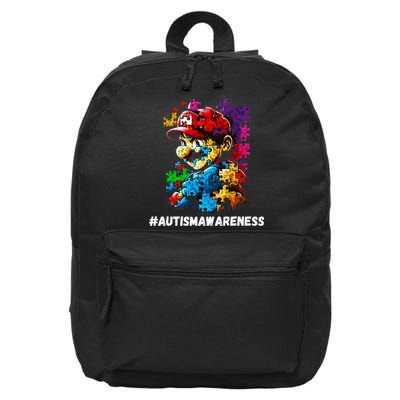 Autism Gamer Navigating Autism , Autism Mom Dad Gaming 16 in Basic Backpack