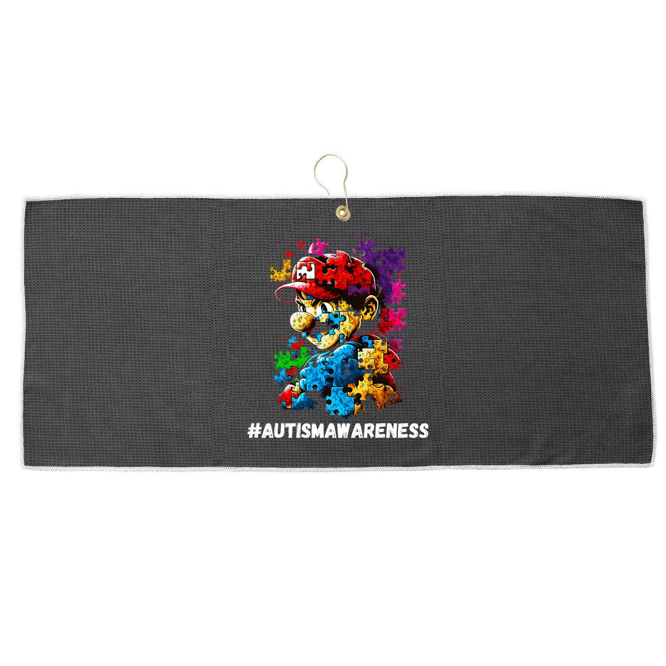Autism Gamer Navigating Autism , Autism Mom Dad Gaming Large Microfiber Waffle Golf Towel