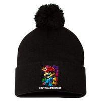 Autism Gamer Navigating Autism , Autism Mom Dad Gaming Pom Pom 12in Knit Beanie