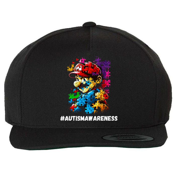 Autism Gamer Navigating Autism , Autism Mom Dad Gaming Wool Snapback Cap