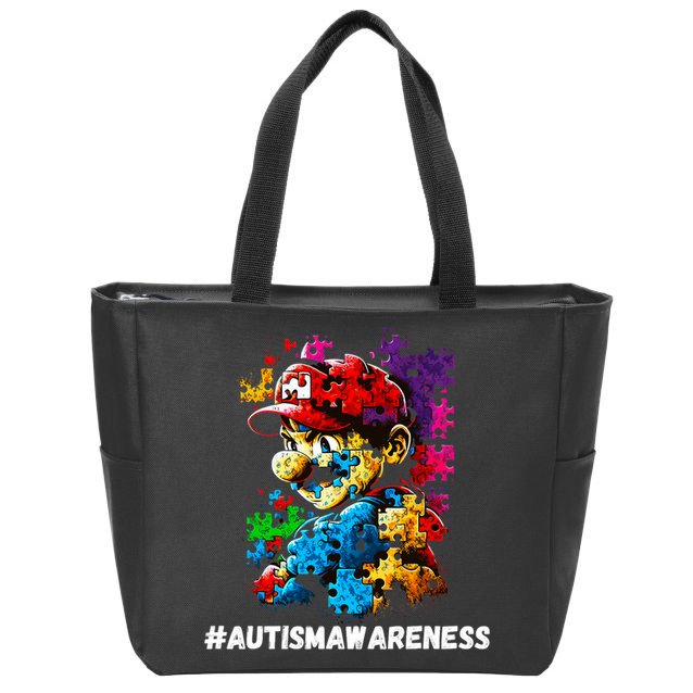 Autism Gamer Navigating Autism , Autism Mom Dad Gaming Zip Tote Bag