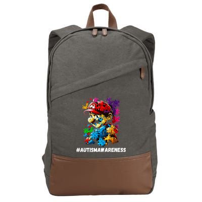 Autism Gamer Navigating Autism , Autism Mom Dad Gaming Cotton Canvas Backpack