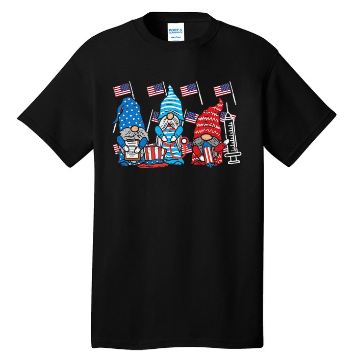 American Gnomes Nurse 4th Of July Scrub Top Patriot  Tall T-Shirt