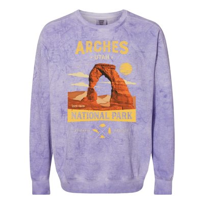 Arches Gift National Park Delicate Arch Vintage Gift Colorblast Crewneck Sweatshirt