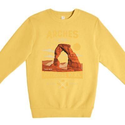 Arches Gift National Park Delicate Arch Vintage Gift Premium Crewneck Sweatshirt