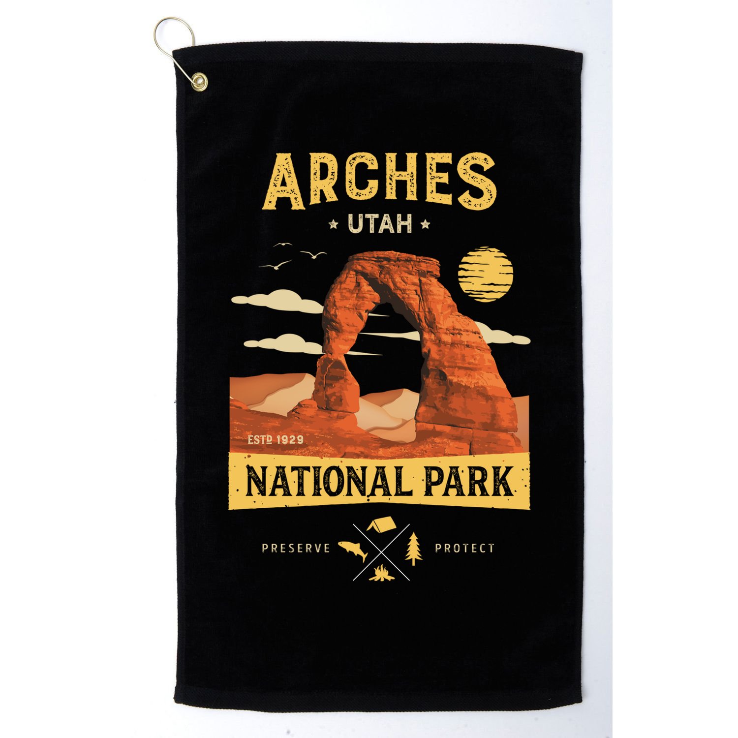 Arches Gift National Park Delicate Arch Vintage Meaningful Gift Golf Towel
