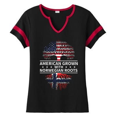 American Grown Norwegian Roots Gift Ladies Halftime Notch Neck Tee