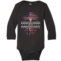 American Grown Norwegian Roots Gift Baby Long Sleeve Bodysuit