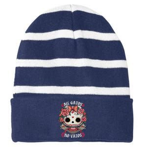 All Gatos No Vatos Chingona Striped Beanie with Solid Band