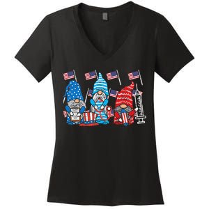 American Gnomes Nurse 4th Of July Scrub Patriot  Women's V-Neck T-Shirt