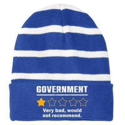 Anti Government One Star Rate Not Recommend Striped Beanie with Solid Band