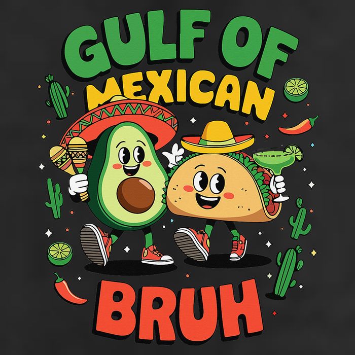 Avocado Gulf Of Mexican Bruh Cinco De Mayo Funny 7 Panel Mesh Trucker Snapback Hat