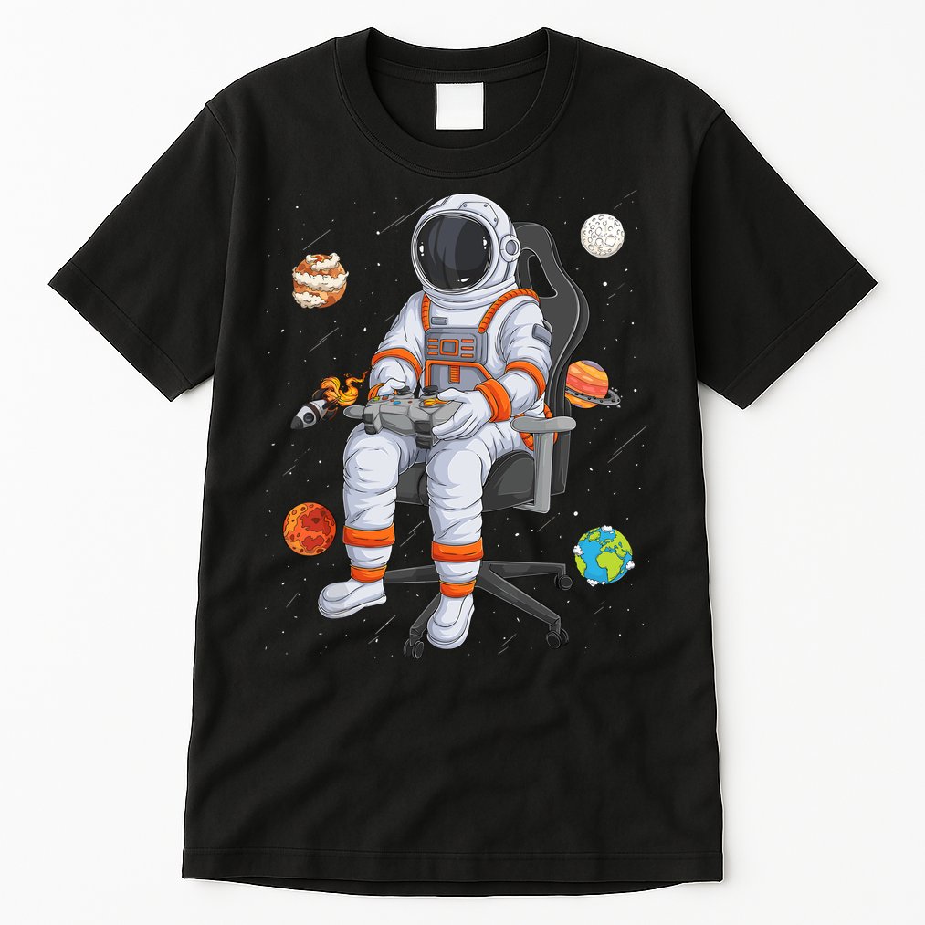 Astronaut Gamer Outer Space Gaming System Planets Tall T-Shirt