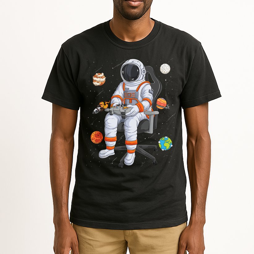 Astronaut Gamer Outer Space Gaming System Planets Tall T-Shirt