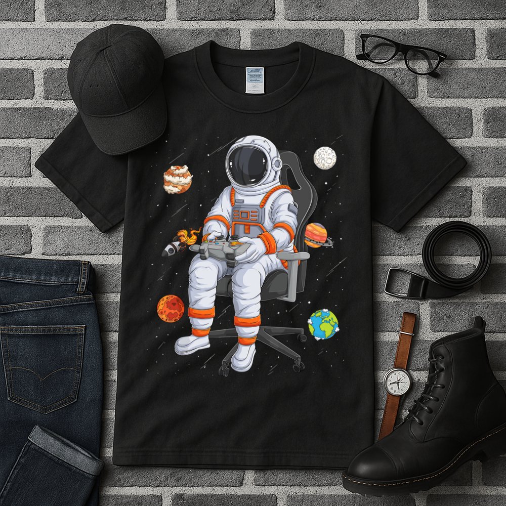 Astronaut Gamer Outer Space Gaming System Planets Tall T-Shirt