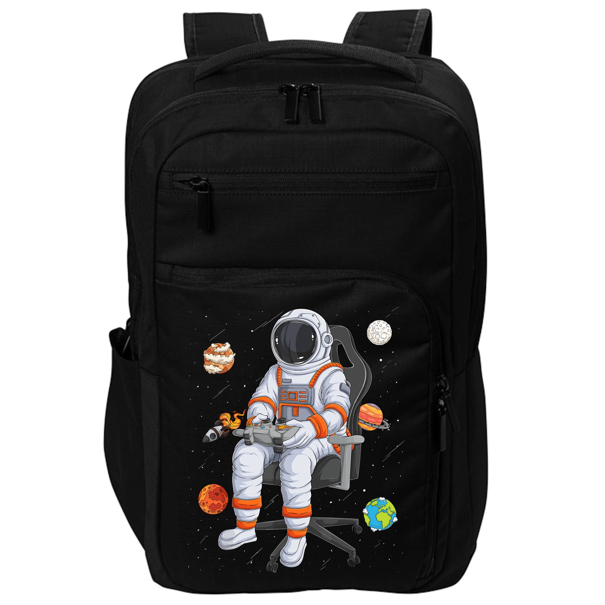 Astronaut Gamer Outer Space Gaming System Planets Impact Tech Backpack