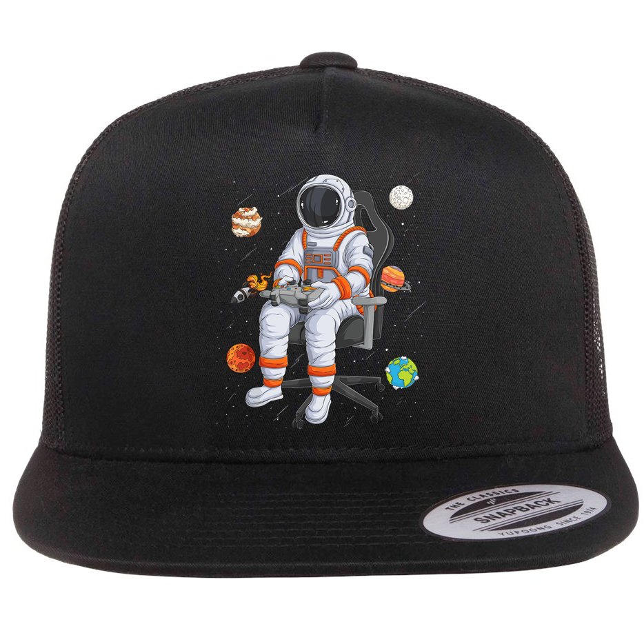 Astronaut Gamer Outer Space Gaming System Planets Flat Bill Trucker Hat