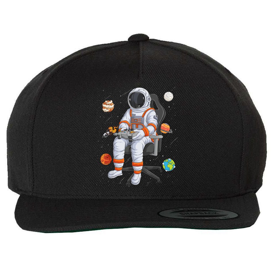 Astronaut Gamer Outer Space Gaming System Planets Wool Snapback Cap