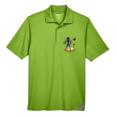 Astronaut Golfing On The Moon Funny Golf Lovers Men's Origin Performance Piqué Polo