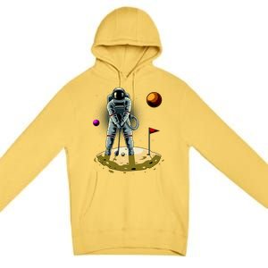 Astronaut Golfing On The Moon Funny Golf Lovers Premium Pullover Hoodie