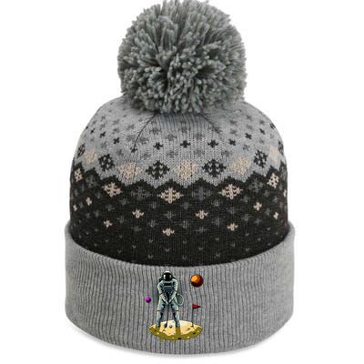 Astronaut Golfing On The Moon Funny Golf Lovers The Baniff Cuffed Pom Beanie