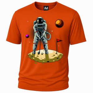 Astronaut Golfing On The Moon Funny Golf Lovers Cooling Performance Crew T-Shirt