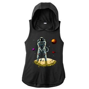 Astronaut Golfing On The Moon Funny Golf Lovers Ladies PosiCharge Tri-Blend Wicking Draft Hoodie Tank