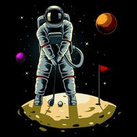 Astronaut Golfing On The Moon Funny Golf Lovers USA-Made Doggie Bandana