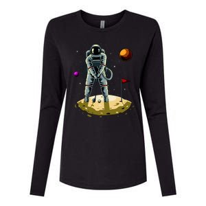 Astronaut Golfing On The Moon Funny Golf Lovers Womens Cotton Relaxed Long Sleeve T-Shirt