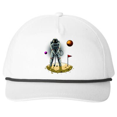 Astronaut Golfing On The Moon Funny Golf Lovers Snapback Five-Panel Rope Hat