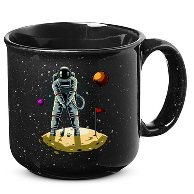 Astronaut Golfing On The Moon Funny Golf Lovers 15oz Campfire Ceramic Mug