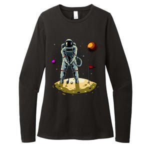 Astronaut Golfing On The Moon Funny Golf Lovers Womens CVC Long Sleeve Shirt