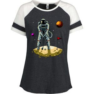 Astronaut Golfing On The Moon Funny Golf Lovers Enza Ladies Jersey Colorblock Tee