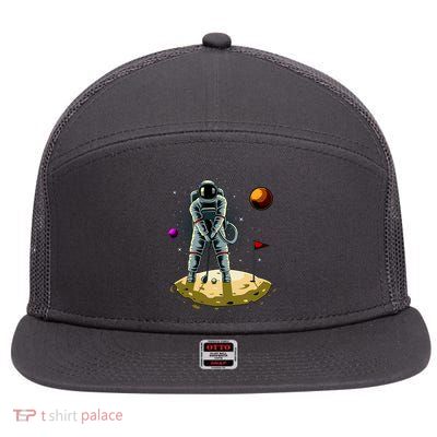 Astronaut Golfing On The Moon Funny Golf Lovers 7 Panel Mesh Trucker Snapback Hat
