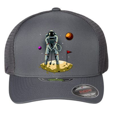 Astronaut Golfing On The Moon Funny Golf Lovers Flexfit Unipanel Trucker Cap